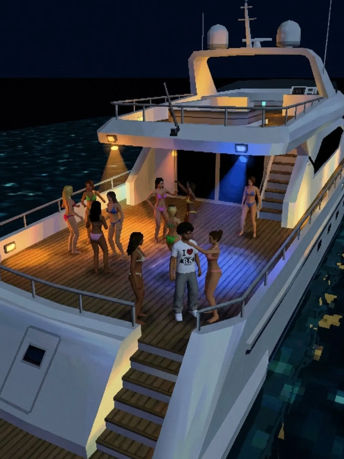 Radiant Society yacht party after dark